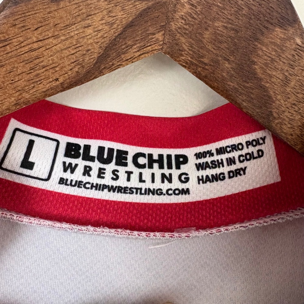Blue Chip Wrestling Kansas USA Pullover 1/4 Zip shirt Mens Large Grey Red Blue - Picture 8 of 13